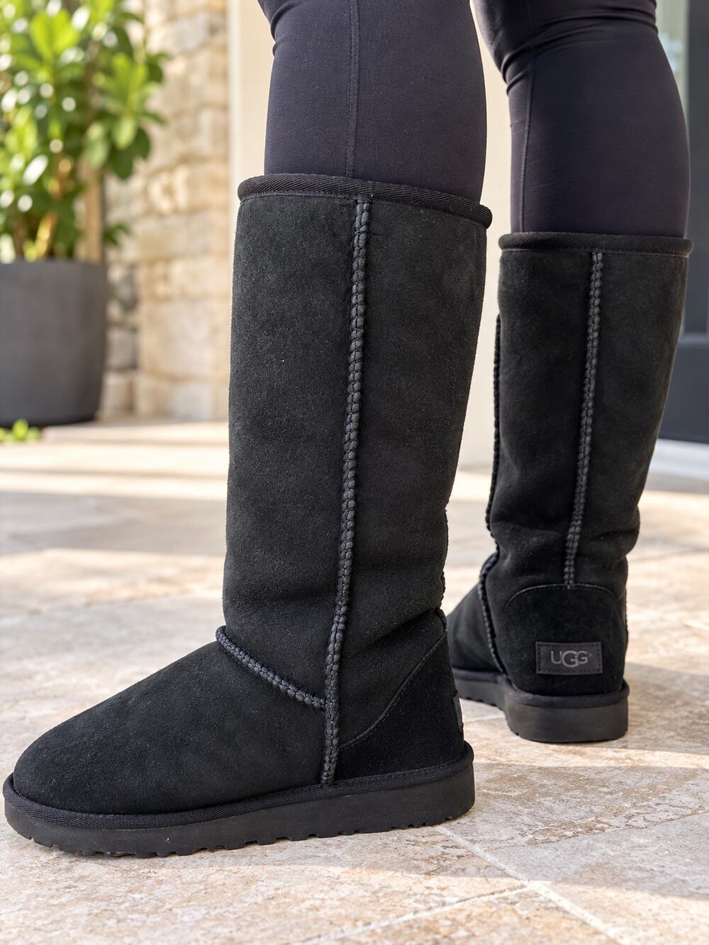UGG Classic Tall Black Suede Sheepskin Boots Women’s US 7 UK 5 EU 38
